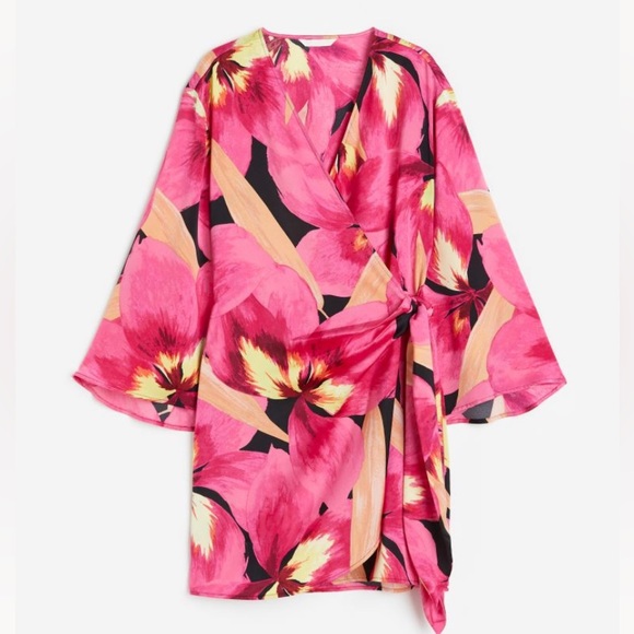 H&M SATIN WRAP FRONT DRESS - Picture 1 of 5